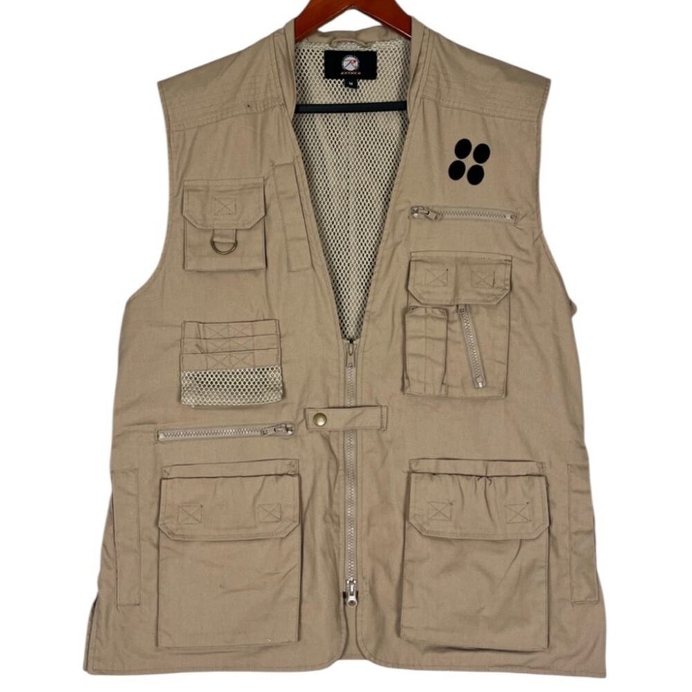 Rothco Utility Vest Mens Medium Tan Fly Fishing Hunting Tactical Multi Pocket